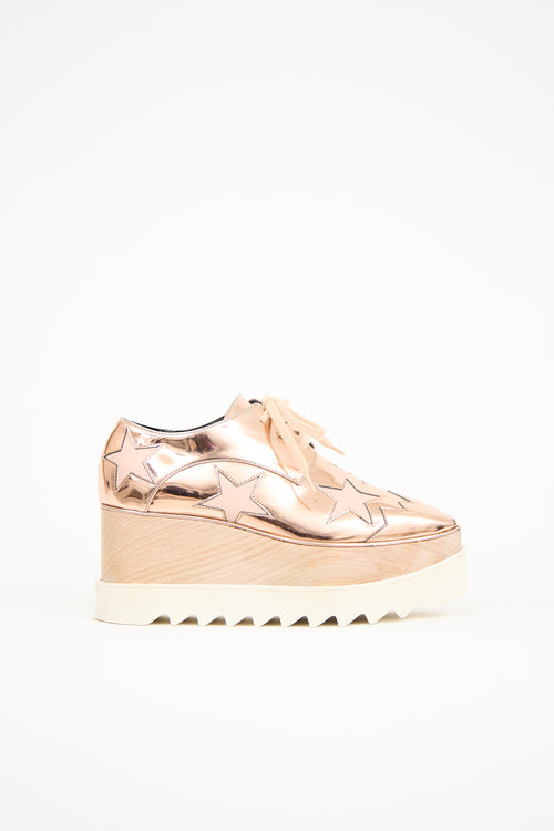 Stella McCartney Pink 
White Faux Leather Elyse Metallic Platform Sneaker