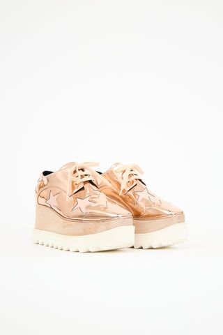 Stella McCartney Pink 
White Faux Leather Elyse Metallic Platform Sneaker