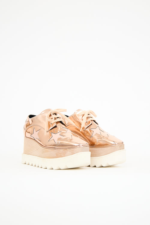 Stella McCartney Pink 
White Faux Leather Elyse Metallic Platform Sneaker