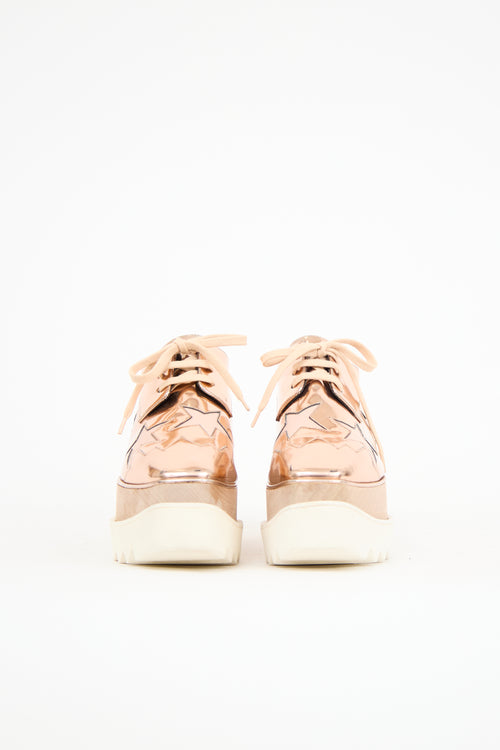 Stella McCartney Pink 
White Faux Leather Elyse Metallic Platform Sneaker