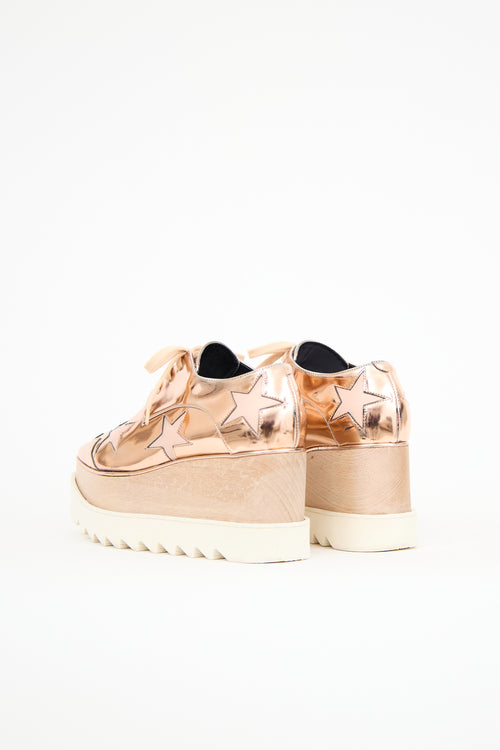 Stella McCartney Pink 
White Faux Leather Elyse Metallic Platform Sneaker