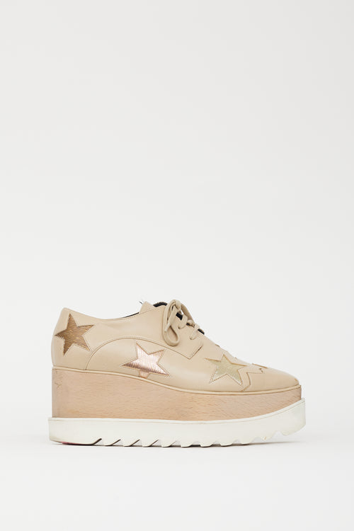 Stella McCartney Beige Faux Leather Elyse Star Derby