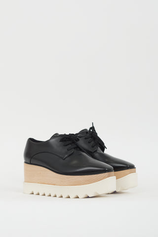 Stella McCartney Black 
Beige Faux Leather Elyse Platform Derby