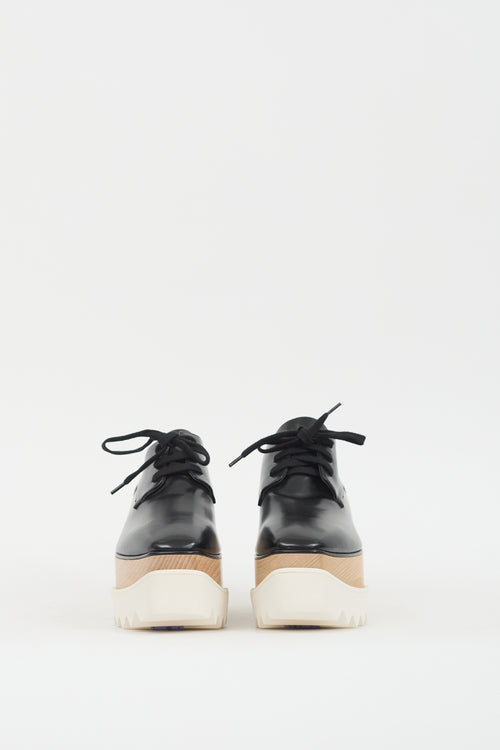 Stella McCartney Black 
Beige Faux Leather Elyse Platform Derby