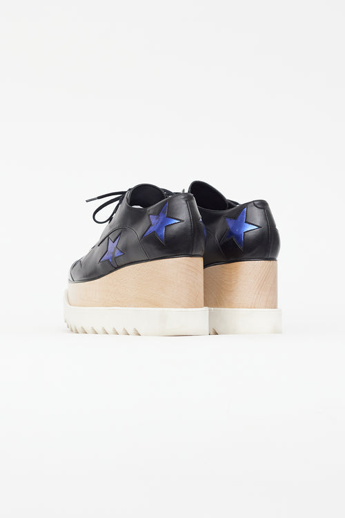 Stella McCartney Black 
Blue Faux Leather Elyse Star Derby