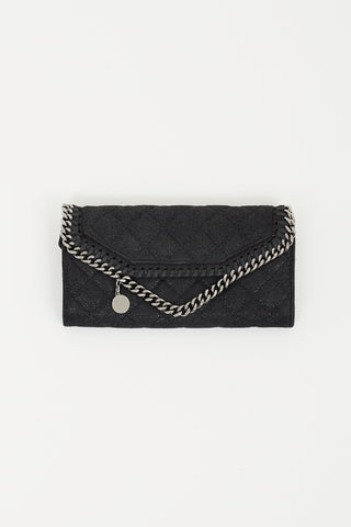 Stella McCartney Black 
Silver Falabella Flap Wallet