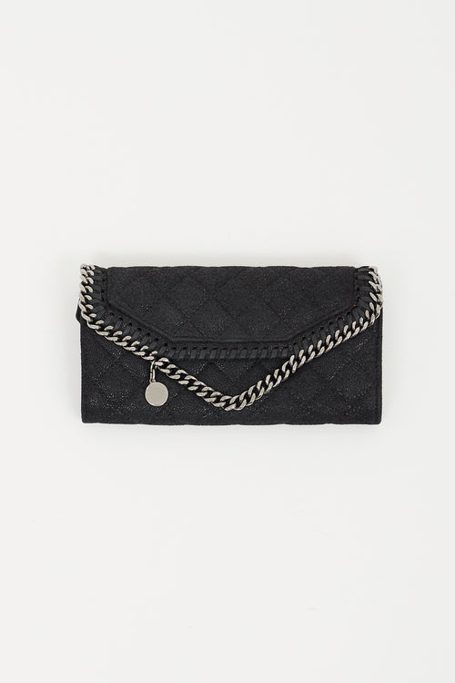 Stella McCartney Black 
Silver Falabella Flap Wallet