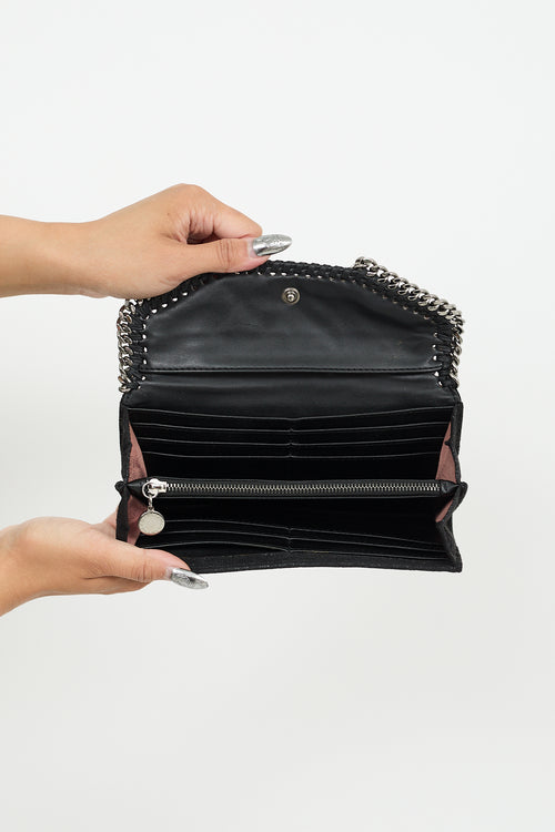 Stella McCartney Black 
Silver Falabella Flap Wallet