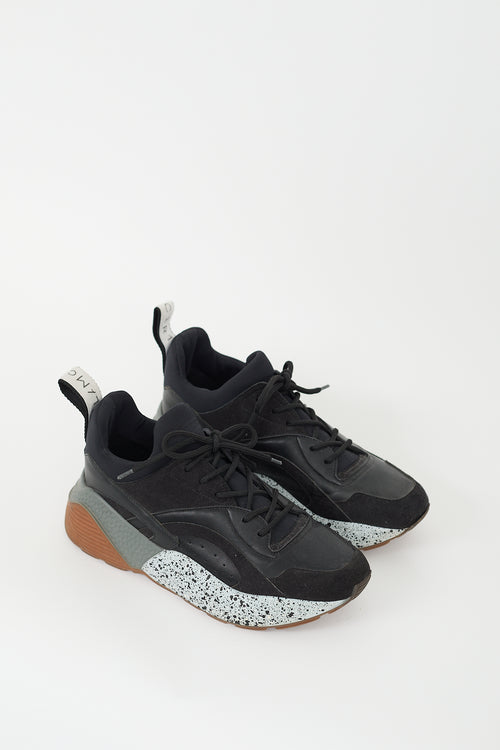 Stella McCartney Black Faux Leather Printed Eclypse Sneaker