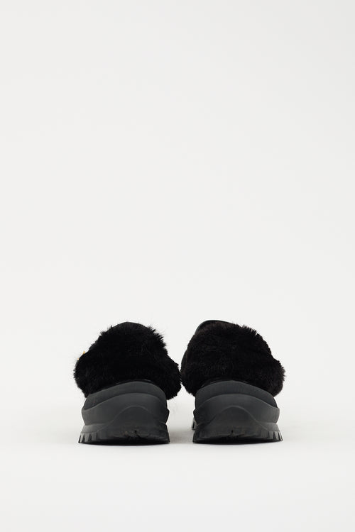 Stella McCartney Black Faux Leather 
Faux Fur Trace Mule