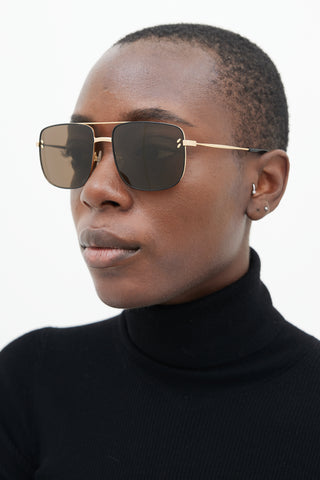 Stella McCartney Black 
Gold SC0107S Aviator Sunglasses