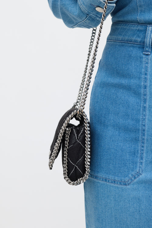 Stella McCartney Black Quilted Falabella Flap Shoulder Bag