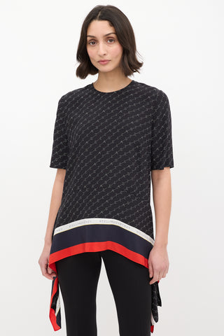 Stella McCartney Black 
Multi Silk Monogram Blouse