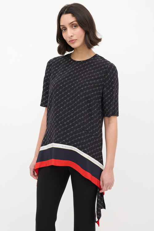 Stella McCartney Black 
Multi Silk Monogram Blouse