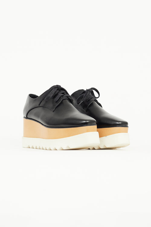 Stella McCartney Black Faux Leather Elyse Platform Oxford