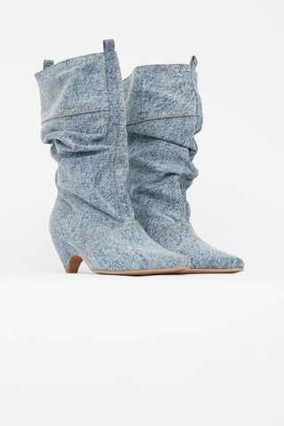 Stella McCartney Blue Denim Slouchy Mid Calf Boot