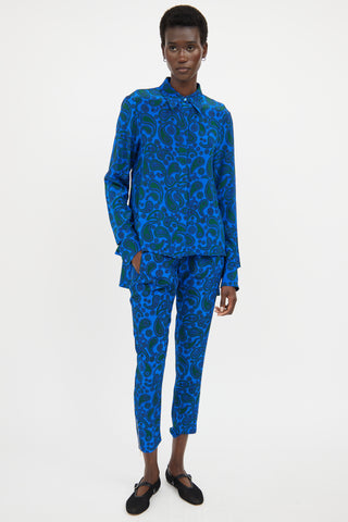 Stella McCartney Blue 
Green Silk Paisley Co-Ord Set