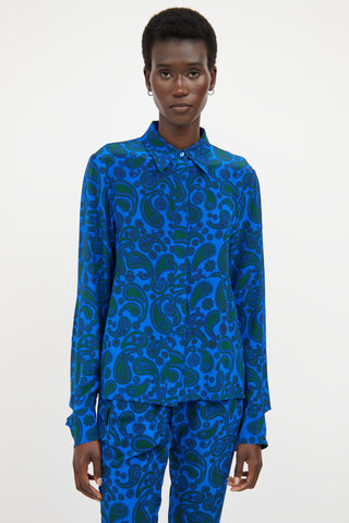 Stella McCartney Blue 
Green Silk Paisley Co-Ord Set