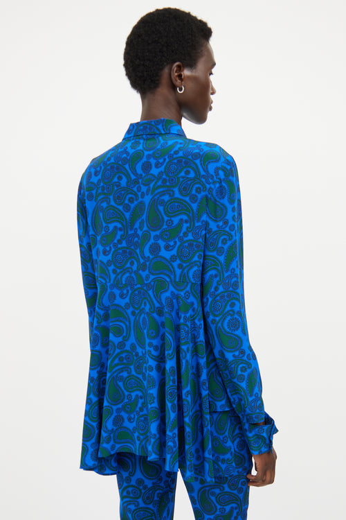 Stella McCartney Blue 
Green Silk Paisley Co-Ord Set