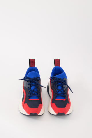 Stella McCartney Blue 
Red Neoprene 
Faux Leather Eclypse Sneaker