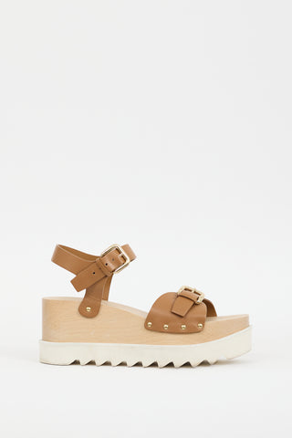 Stella McCartney Brown Leather Elyse Platform Sandal