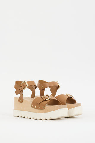 Stella McCartney Brown Leather Elyse Platform Sandal