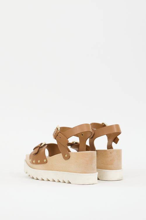 Stella McCartney Brown Leather Elyse Platform Sandal