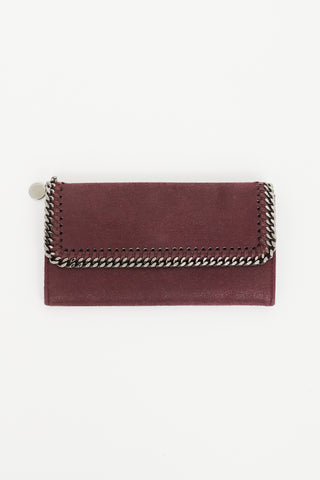 Stella McCartney Burgundy 
Gunmetal Falabella Long Wallet