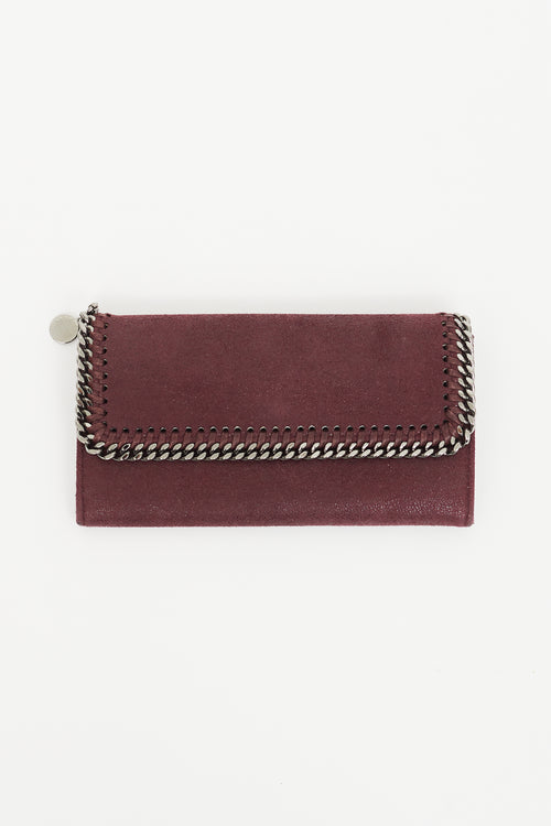 Stella McCartney Burgundy 
Gunmetal Falabella Long Wallet