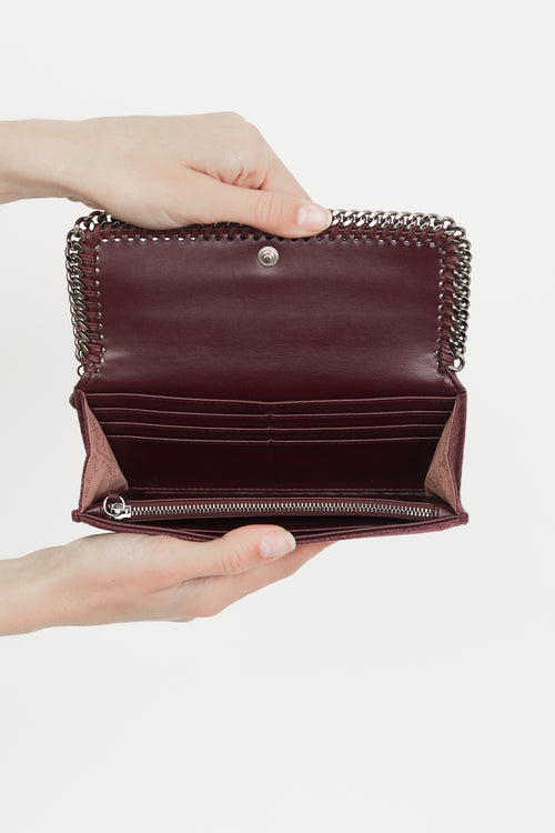 Stella McCartney Burgundy 
Gunmetal Falabella Long Wallet