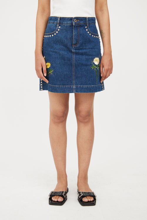 Stella McCartney Blue Denim Studded Skirt