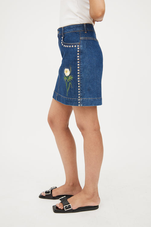 Stella McCartney Blue Denim Studded Skirt