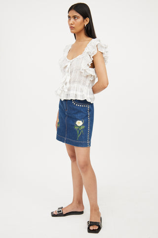 Stella McCartney Blue Denim Studded Skirt