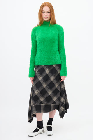 Stella McCartney Green Fuzzy Mock Neck Sweater