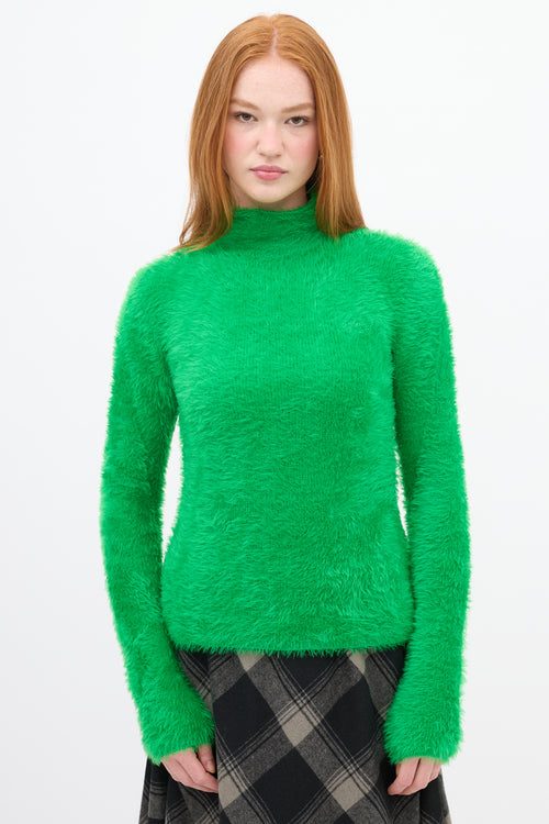 Stella McCartney Green Fuzzy Mock Neck Sweater