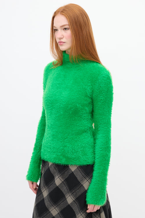 Stella McCartney Green Fuzzy Mock Neck Sweater