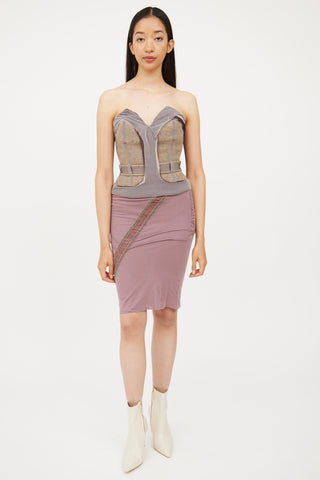 Stella McCartney Purple 
Grey Mesh Panel Corset