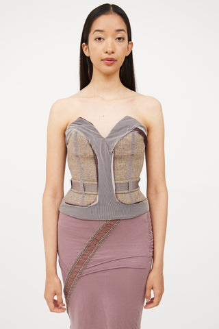 Stella McCartney Purple 
Grey Mesh Panel Corset