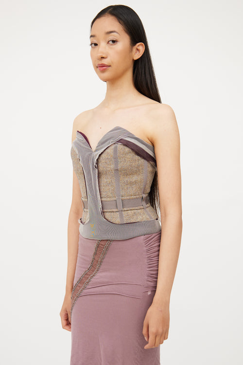 Stella McCartney Purple 
Grey Mesh Panel Corset