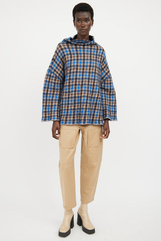 Stella McCartney Beige 
Blue Wool Plaid Sweater