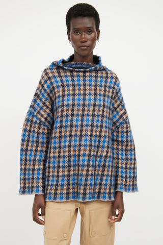 Stella McCartney Beige 
Blue Wool Plaid Sweater