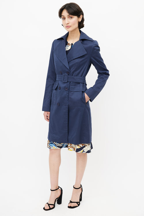 Stella McCartney Navy Double Breasted Trench Coat