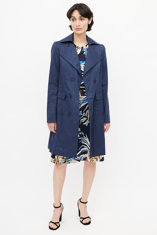 Stella McCartney Navy Double Breasted Trench Coat