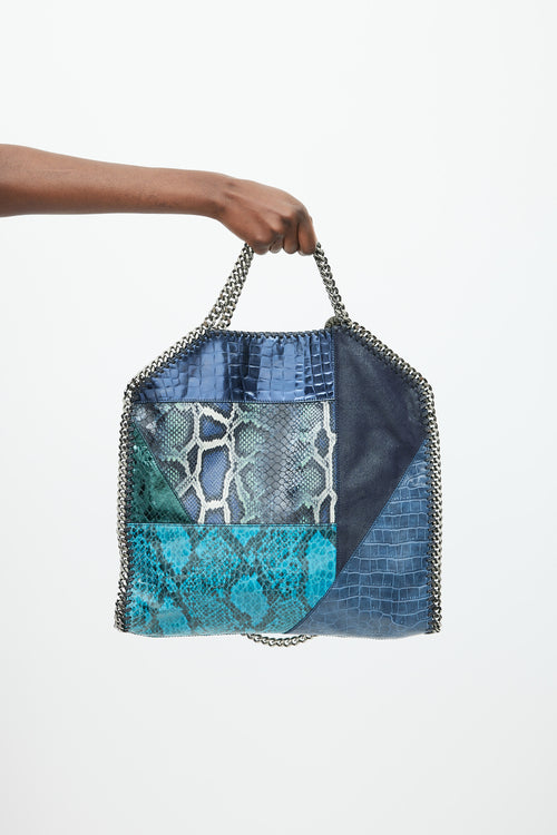 Stella McCartney Navy 
Multicolour Textured Leather 
Suede Falabella Bag