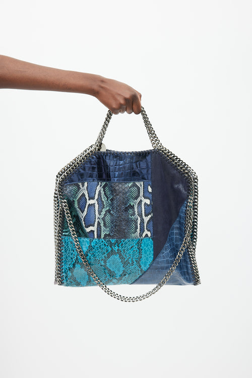 Stella McCartney Navy 
Multicolour Textured Leather 
Suede Falabella Bag