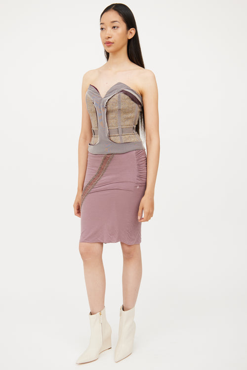 Stella McCartney Purple 
Grey Tiered Mesh Panel Skirt