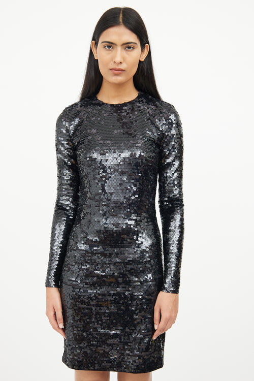 Stella McCartney Black Sequin Long Sleeve Dress