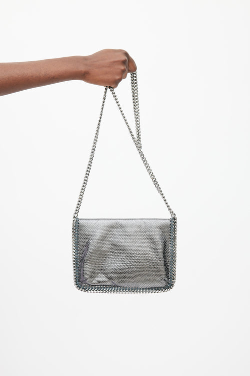 Stella McCartney Silver Metallic Textured Leather Falabella Crossbody Bag