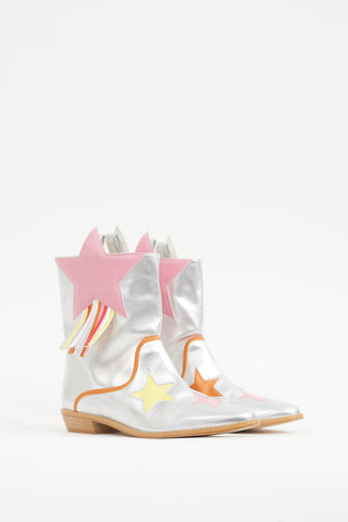 Stella McCartney Silver 
Multicolour Star Faux Leather Boot