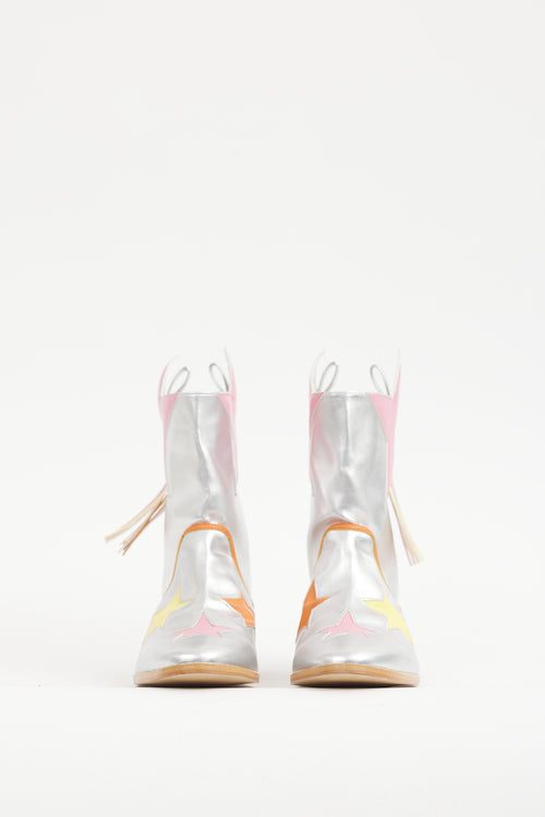 Stella McCartney Silver 
Multicolour Star Faux Leather Boot